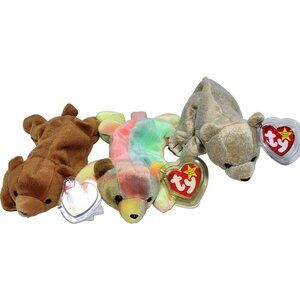 TY Beanie Baby Lot of 3 Bears Cubbie 1993 Sammy 1999 Almond 1999 Mint One Owner
